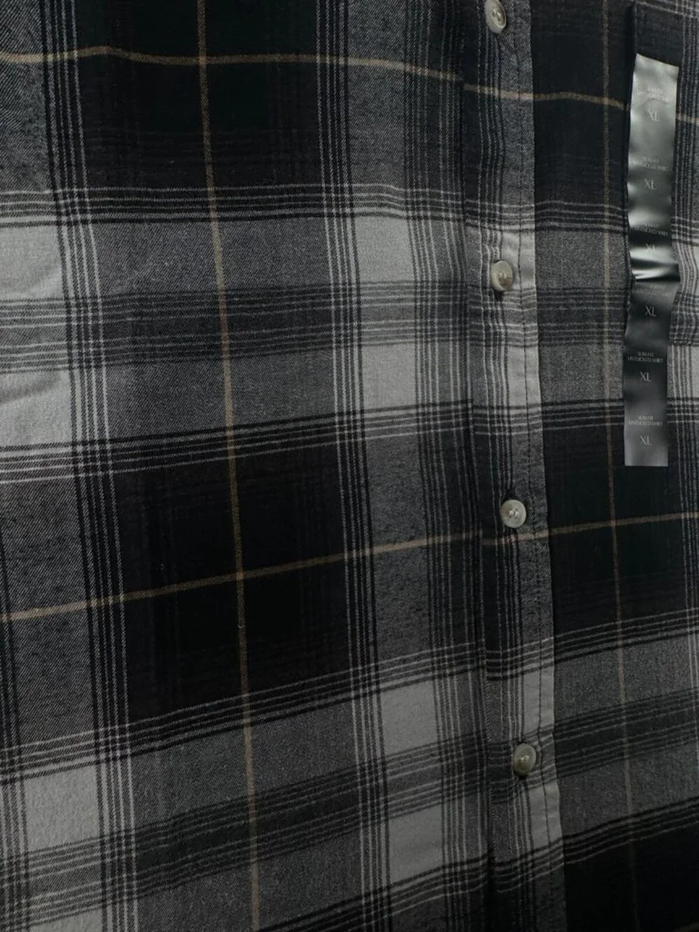 NWT Banana Republic Flannel Button Up Black Check Men Soft $70 XL Slim Untucked
